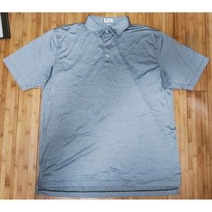 Peter Millar Golf Polo Shirt Mens Size XL Crown Ease Silver Green Stripe Stretch